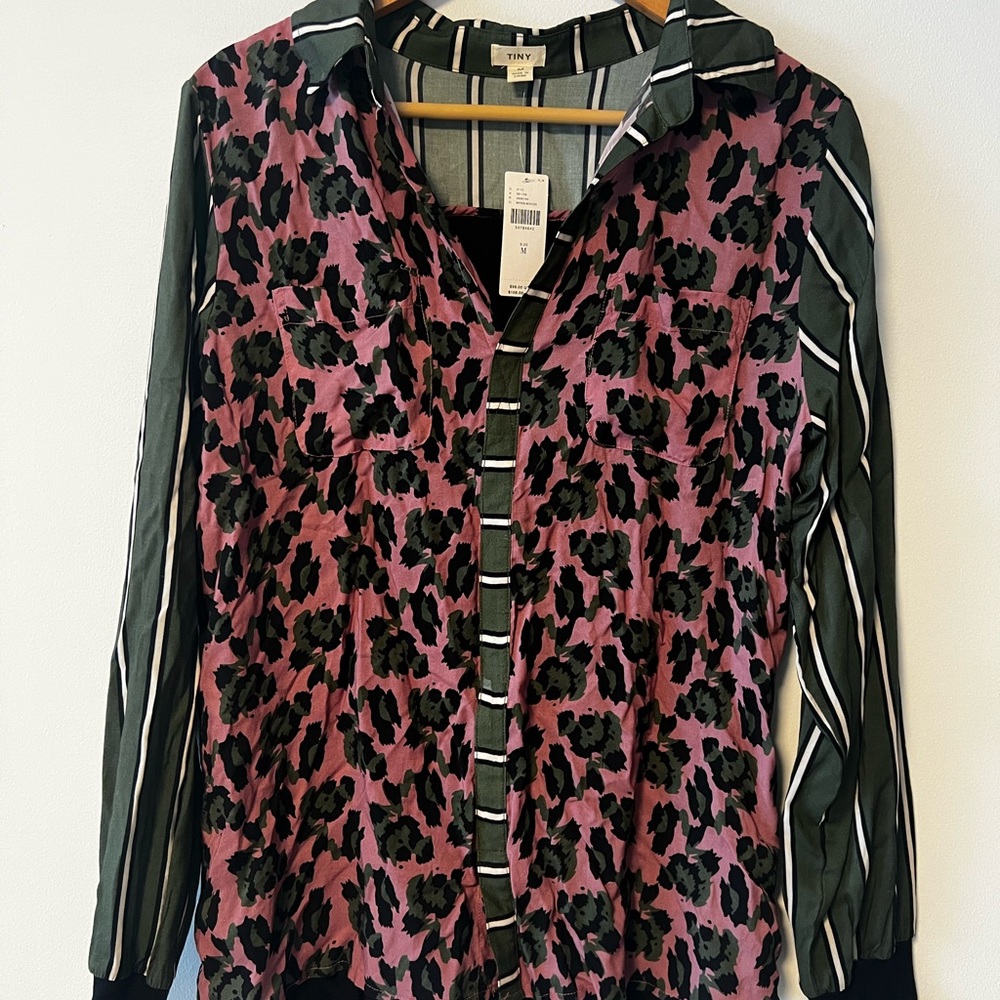 Pink and Green Animal Print Blouse